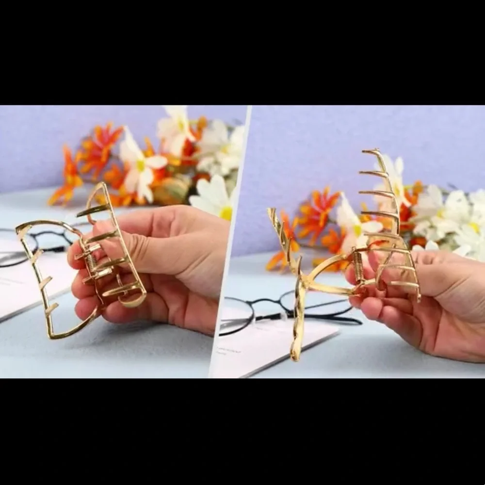 Gold Tone Metal Hair Claw Hair Clip